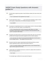 AGENT Exam Study Questions with Answers graded A+
