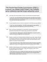 The Florida Real Estate Commission (FREC) / License Law EXAM QUESTIONS (106 TERMS) WITH VERIFIED DEFINITIONS UPDATED 2024