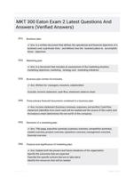 MKT 300 Eaton Exam 2 Latest   Questions And Answers (Verified Answers)