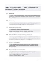 MKT 300 Eaton Exam 2 Latest   Questions And Answers (Verified Answers)