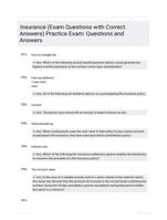 Insurance (Exam Questions with Correct Answers) Practice Exam: Questions and Answers