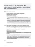 CPB PRACTICE EXAM QUESTIONS AND ANSWERS All Possible Questions and Answers with complete solution