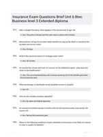 Insurance Exam Questions Brief Unit 6 Btec Business level 3 Extended diploma
