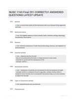NUSC 1165 Final 291 CORRECTLY ANSWERED QUESTIONS LATEST UPDATE