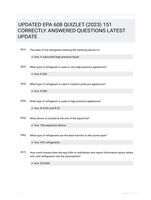 UPDATED EPA 608 QUIZLET (2023) 151 CORRECTLY ANSWERED QUESTIONS LATEST UPDATE