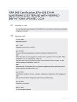 EPA 608 Certification, EPA 608 EXAM QUESTIONS (253 TERMS) WITH VERIFIED DEFINITIONS UPDATED 2024
