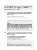 OB Chapt 23 Quiz Newborn With Special Needs Quiz Questions 73 CORRECTLY ANSWERED QUESTIONS LATEST UPDATE