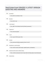 Real Estate Exam GRADED A LATEST  VERSION QUESTINS AND ANSWERS