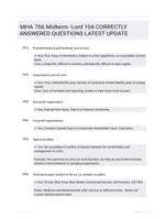 MHA 706 Midterm- Lord 104 CORRECTLY ANSWERED QUESTIONS LATEST UPDATE