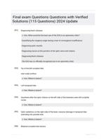 Final exam Questions  Questions with Verified Solutions (115 Questions) 2024 Update