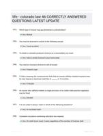 life - colorado law 46 CORRECTLY ANSWERED QUESTIONS LATEST UPDATE