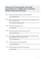 Hazmat Tech Florida State Test EXAM QUESTIONS (201 TERMS) WITH VERIFIED DEFINITIONS UPDATED 2024