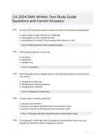 CA 2024 DMV Written Test Study Guide Questions and Correct Answers