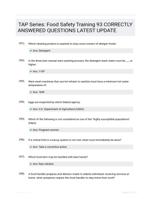 TAP Series: Food Safety Training 93 CORRECTLY ANSWERED QUESTIONS LATEST UPDATE