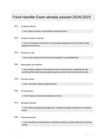Food Handler Exam already passed 2024/2025