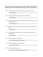 property and casualty Exam - Q&A (Verified)