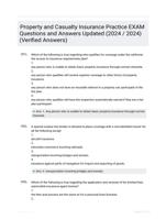 Property and Casualty Insurance Practice EXAM Questions and Answers Updated (2024 / 2024) (Verified Answers)