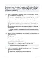 Property and Casualty Insurance Practice EXAM Questions and Answers Updated (2024 / 2024) (Verified Answers)
