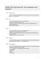 NURS 242 Final Exam - Arts Questions and Answers