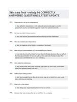 Skin care final - milady 96 CORRECTLY ANSWERED QUESTIONS LATEST UPDATE