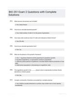 BIO 251 Exam 2 Questions with Complete Solutions
