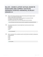 Bio 251 - EXAM 2 LATEST  ACTUAL EXAM 98  QUESTIONS AND CORRECT DETAILED ANSWERS  (VERIFIED ANSWERS) |ALREADY GRADED A+