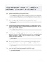 Texas Wastewater Class A 182 CORRECTLY ANSWERED QUESTIONS LATEST UPDATE