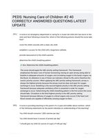 PEDS: Nursing Care of Children #2 40 CORRECTLY ANSWERED QUESTIONS LATEST UPDATE