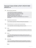 Personal Trainer EXAM LATEST UPDATE NEW GRADED A+
