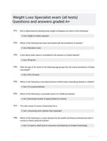 Weight Loss Specialist exam (all  tests) Questions and  answers graded A+