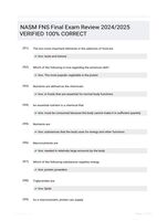 NASM FNS Final Exam Review 2024/2025   VERIFIED 100% CORRECT
