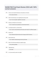 NASM FNS Final Exam Review 2024 with 100% correct answers