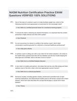 NASM Nutrition Certification Practice EXAM Questions VERIFIED 100% SOLUTIONS