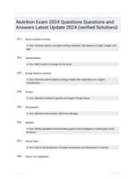 Nutrition Exam 2024 Questions Questions and Answers Latest Update 2024 (verified Solutions)