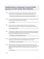 NASM Nutrition Certification Practice EXAM Questions STUDY GUIDE 2024 UPDATES