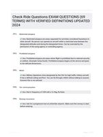 Check Ride Questions EXAM QUESTIONS (69 TERMS) WITH VERIFIED DEFINITIONS UPDATED 2024