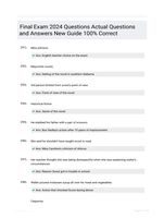 Final Exam 2024 Questions Actual Questions and Answers New Guide 100% Correct