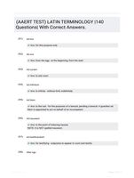 (AAERT TEST) LATIN TERMINOLOGY |140 Questions| With Correct Answers.