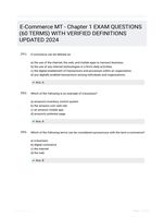 E-Commerce MT - Chapter 1 EXAM QUESTIONS (60 TERMS) WITH VERIFIED DEFINITIONS UPDATED 2024