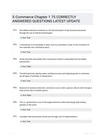 E-Commerce Chapter 1 75 CORRECTLY ANSWERED QUESTIONS LATEST UPDATE