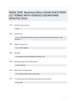 BGEN 220E: Business Ethics EXAM QUESTIONS (32 TERMS) WITH VERIFIED DEFINITIONS UPDATED 2024
