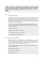 EAQ for (Exam 2024 Exam Updates with Tested and Verified Updates Rated A+) Review 2. NSG 2400