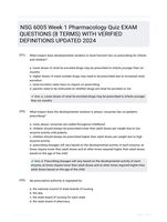 NSG 6005 Week 1 Pharmacology Quiz EXAM QUESTIONS (8 TERMS) WITH VERIFIED DEFINITIONS UPDATED 2024