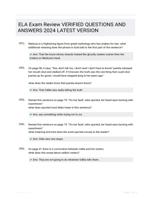 ELA Exam Review VERIFIED QUESTIONS AND  ANSWERS 2024 LATEST  VERSION