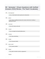 B2 - Semester 1 (Exam Questions with Verified Answers 2024) Review - Pre-Teach Vocabulary