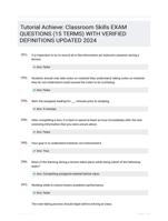 Tutorial Achieve: Classroom Skills EXAM QUESTIONS (15 TERMS) WITH VERIFIED DEFINITIONS UPDATED 2024