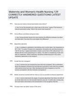 Maternity and Women's Health Nursing 129 CORRECTLY ANSWERED QUESTIONS LATEST UPDATE