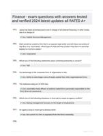 Finance - exam questions with answers tested and verified 2024 latest updates all RATED A+