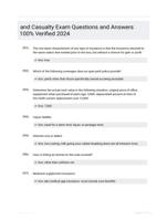 and Casualty Exam Questions and Answers 100% Verified 2024