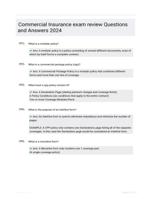 Commercial Insurance exam review Questions and Answers 2024